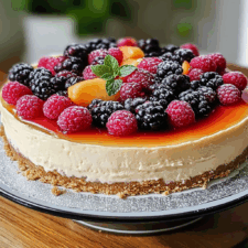 Summer Berry and Peach Cheesecake