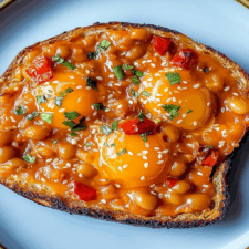 Kimchi Baked Beans With Sesame Fried Eggs
