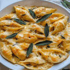Pumpkin & Gouda Stuffed Shells with Brown Butter & Sage Alfredo Sauce