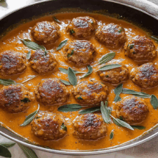 Turkey Meatballs in Pumpkin Sage Sauce